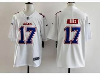 Buffalo Bills #17 Josh Allen with Blue Number Fashion Limited Jersey White