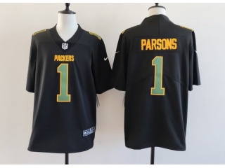 Green Bay Packers #1 Micah Parsons with Green Number Fashion Limited Jersey Black
