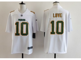 Green Bay Packers #10 Jordan Love with Green Number Fashion Limited Jersey White