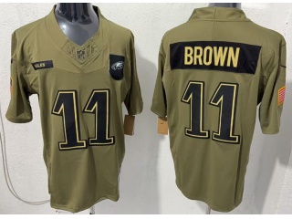 Philadelphia Eagles #11 Aj Brown 2025 Salute to Service Limited Jersey Green