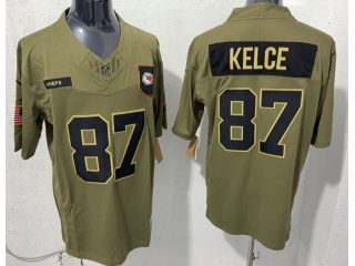 Kansas City Chiefs #87 Travis Kelce 2025 Salute to Service Limited Jersey Green