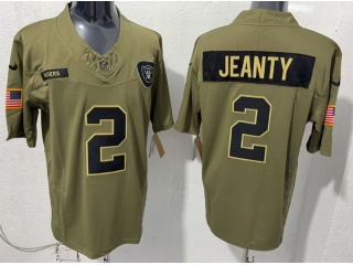 Las Vegas Raiders #2 Ashton Jeanty 2025 Salute to Service Limited Jersey Green