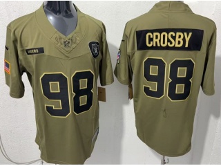 Las Vegas Raiders #98 Maxx Crosby 2025 Salute to Service Limited Jersey Green