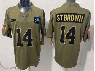 Detroit Lions #14 Amon-Ra St. Brown 2025 Salute to Service Limited Jersey Green