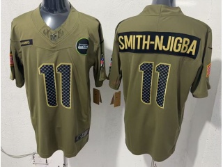 Seattle Seahawks #11 Jaxon Smith-Njigba 2025 Salute to Service Limited Jersey Green