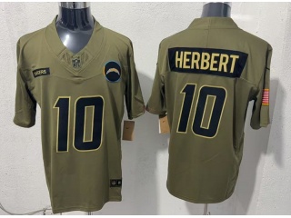 Los Angeles Chargers #10 Justin Herbert 2025 Salute to Service Limited Jersey Green