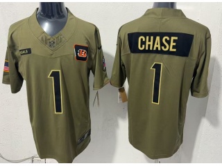 Cincinnati Bengals #1 Ja’Marr Chase 2025 Salute to Service Limited Jersey Green