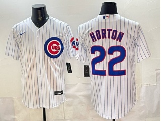 Chicago Cubs #22 Cade Horton Pinstripes Cool Base Jersey White