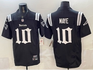 New England Patriots #10 Drake Maye Gothic Limited Jersey Black