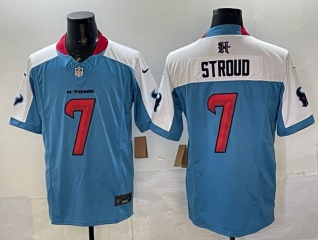 Houston Texans #7 C.J. Stroud with White Shoulders F.U.S.E Limited Jersey Light Blue