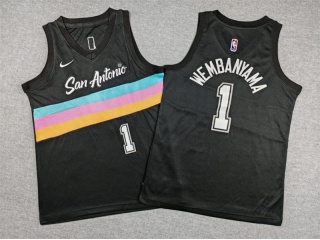 Youth San Antonio Spurs #1 Victor Wembanyama 2025-26 City Edition Jersey Black