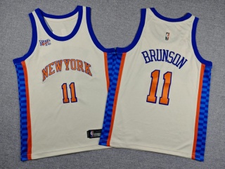 Youth New York Knicks #11 Jalen Brunson 2025-26 City Jersey Cream