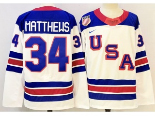 Team USA #34 Auston Matthews 2026 Winter Olympics Jersey White