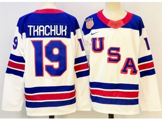 Team USA #19 Matthew Tkachuk 2026 Winter Olympics Jersey White