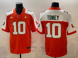 Miami Hurricanes #10 Malachi Toney with White Shoulders F.U.S.E Limited Jersey Orange
