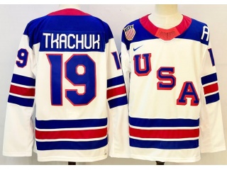 Team USA #19 Matthew Tkachuk 2026 Winter Olympics Jersey White