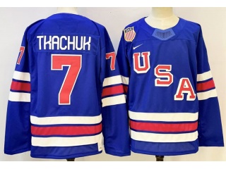 Team USA #7 Brady Tkachuk 2026 Winter Olympics Jersey Blue