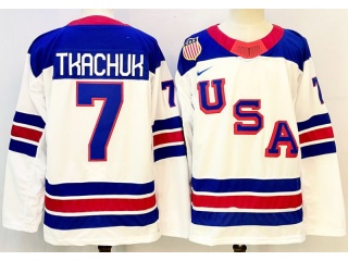 Team USA #7 Brady Tkachuk 2026 Winter Olympics Jersey White