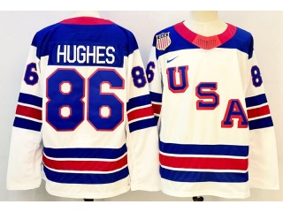 Team USA #86 Jack Hughes 2026 Winter Olympics Jersey White
