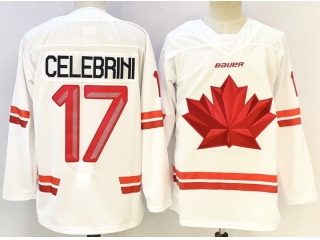 Team Canada #17 Macklin Celebrini 2026 Winter Olympics Jersey White