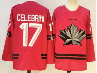 Team Canada #17 Macklin Celebrini 2026 Winter Olympics Jersey Red