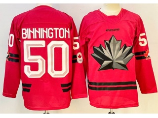 Team Canada #50 Jordan Binnington 2026 Winter Olympics Jersey Red