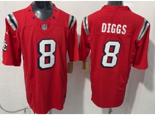 New England Patriots #8 Stefon Diggs Throwback Limited Jersey Red