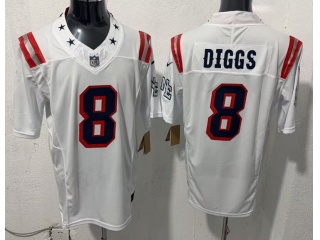 New England Patriots #8 Stefon Diggs Throwback Limited Jersey White