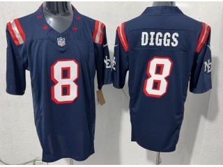 New England Patriots #8 Stefon Diggs Throwback Limited Jersey Navy