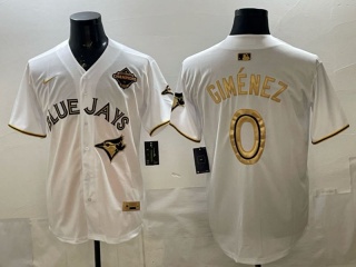 Toronto Blue Jays #0 Andrés Giménez Cool Base Jersey White Golden