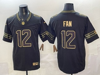 Seattle Seahawks #12 Fan Limited Jersey Black Golden