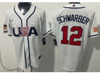 Team USA #12 Kyle Schwarber 2026 World Baseball Classic Jersey White