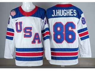 Team USA #86 J.Hughes 2026 Winter Olympics Jersey White