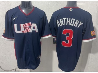 Team USA #3 Roman Anthony 2026 World Baseball Classic Jersey Navy