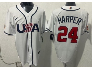 Team USA #24 Bryce Harper 2026 World Baseball Classic Jersey White