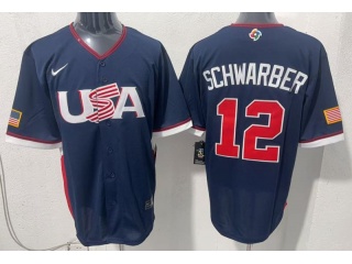 Team USA #12 Kyle Schwarber 2026 World Baseball Classic Jersey Navy