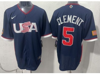 Team USA #5 Ernie Clement 2026 World Baseball Classic Jersey Navy