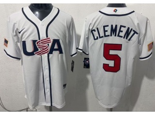 Team USA #5 Ernie Clement 2026 World Baseball Classic Jersey White