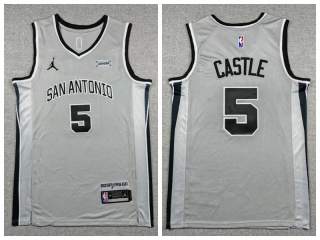 San Antonio Spurs #5 Stephon Castle Jersey Gray