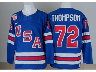 Team USA #72 Tage Thompson 2026 Winter Olympics Jersey Blue