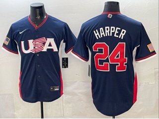 Team USA #24 Bryce Harper 2026 World Baseball Classic Jersey Navy