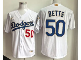 Los Angeles Dodgers #50 Mookie Betts 2026 Gold Collection Jersey White