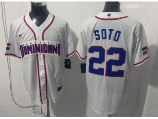 Dominicana Republica #22 Juan Soto World Baseball Classic Jersey White