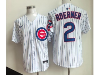 Chicago Cubs #2 Nico Hoerner Pinstripes Cool Base Jersey White