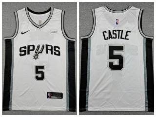 San Antonio Spurs #5 Stephon Castle Jersey White