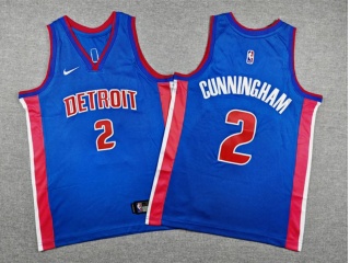 Youth Detroit Pistons #2 Cade Cunningham Jersey Blue
