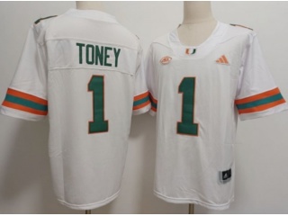 Miami Hurricanes #1 Malachi Toney F.U.S.E Limited Jersey White