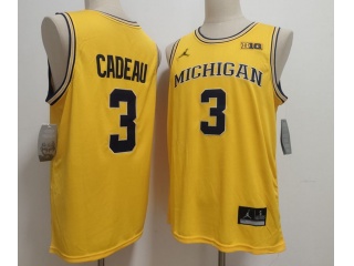 Michigan Wolverines #3 Elliot Cadea Jersey Yellow