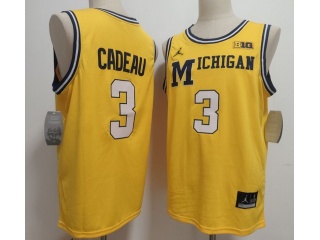 Michigan Wolverines #3 Elliot Cadea Throwback Jersey Yellow