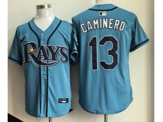 Tampa Bay Rays #13 Junior Caminero Cool Base Jersey Light Blue